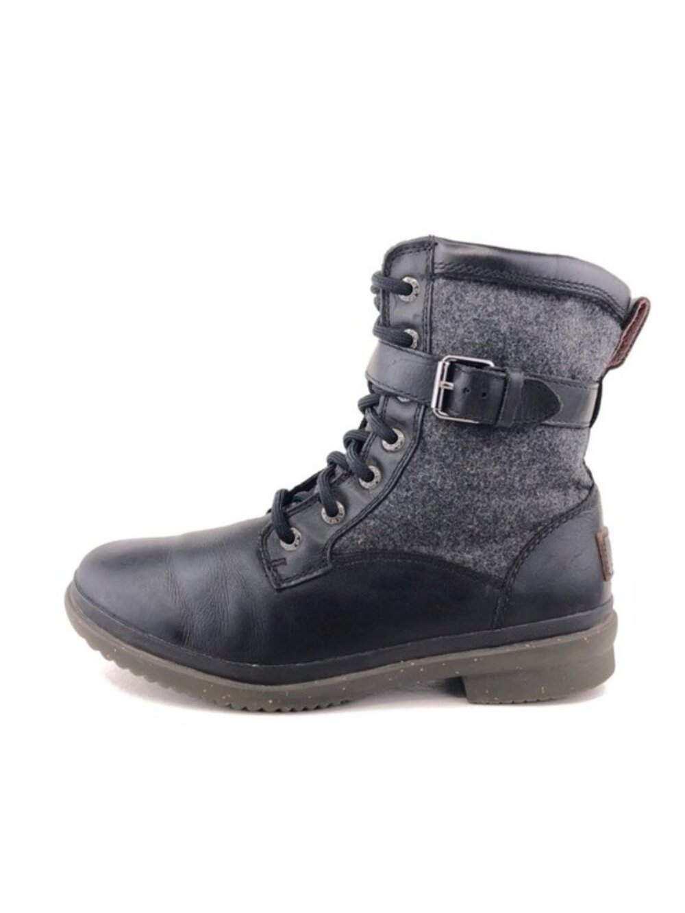 UGG Kesey Black Leather Winter Boots 6.5